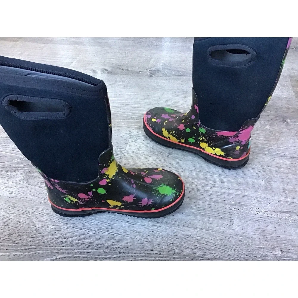 BOGS Youth Size 5 Classic Paint Splat Pull On Winter Snow Boots Kids Boot